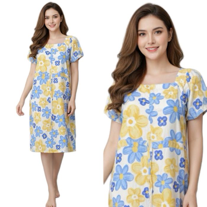 Safitri Dress Daster Serut Selutut Bumil Busui Rayon Premium Adem LD 115cm PB 100cm Wanita Pendek Zi