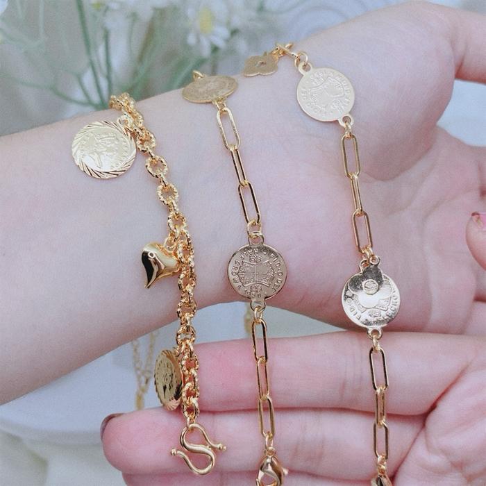 E84 (CO 2 Produk Apapun Free 1} B73 Perhiasan Lapis Emas Gelang koin bangkok dubai perhiasan antikar