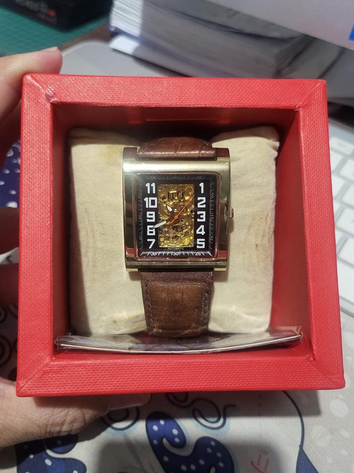 Preloved Jam Tangan Watch Pria Elle Homme Sapphire EH720 MRBD Automatic 21 Jewels Skeleton 2nd Bekas