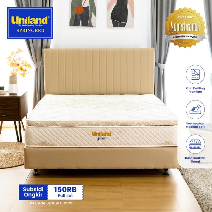 Uniland Springbed Scania Pillowtop - Full Set Kasur Spring Bed