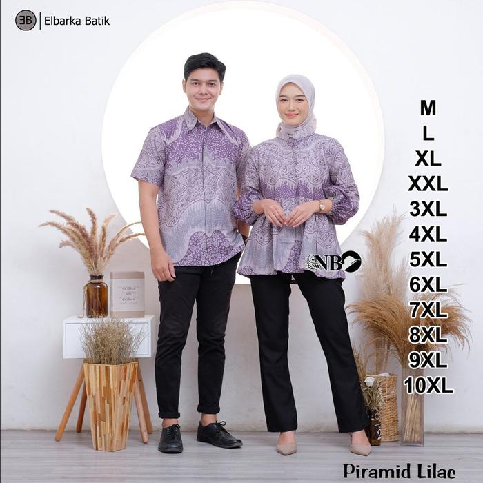 Batik Couple Jumbo - Atasan Batik Wanita Terbaru Kekinian Modern Baju Kerja - Kemeja Lengan Pendek -