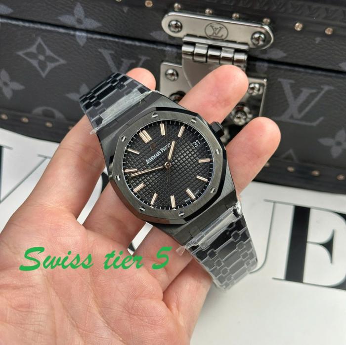 JAM TANGAN AP SWISS TIER 5Audemars Royal Oak 15500 Replica Watch Black Dial 41mm