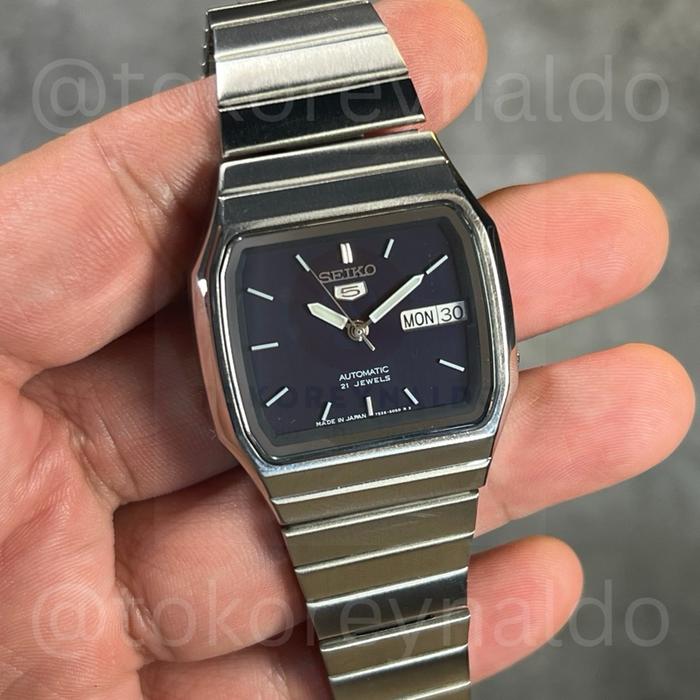 JAM TANGAN VINTAGE SEIKO 5 SNXK87J1 TV SHAPE SS MIDNIGHT BLUE DIAL LX2184