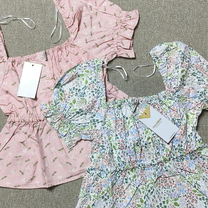 SABRINA CROPTOP-SABRINA KERUT PINGGANG-SABRINA MOTIF BUNGA BUNGA-ATASAN SABRINA-BRANDED