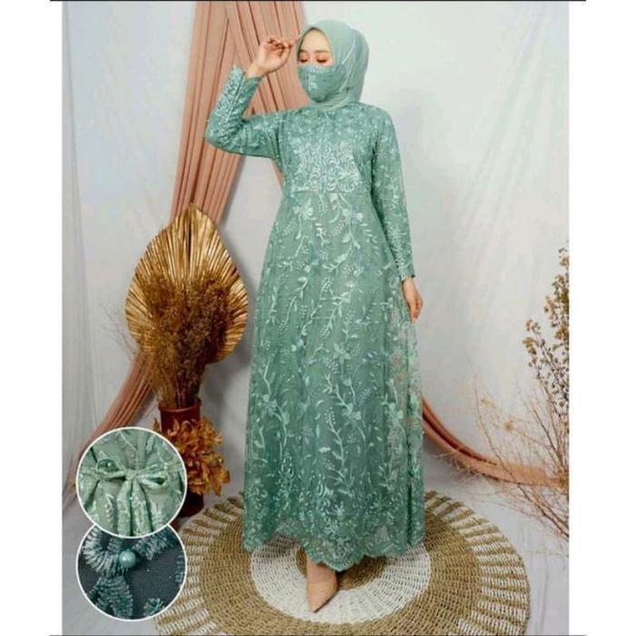 (New) Arista Busui Brukat Dress - Baju Gamis Dress Brukat Brokat Mutiara Remaja Wanita Perempuan Ibu