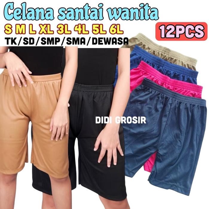 1 lusin celana pendek harian santai wanita anak remaja dewasa celana strit short tayet SD SMP SMA da