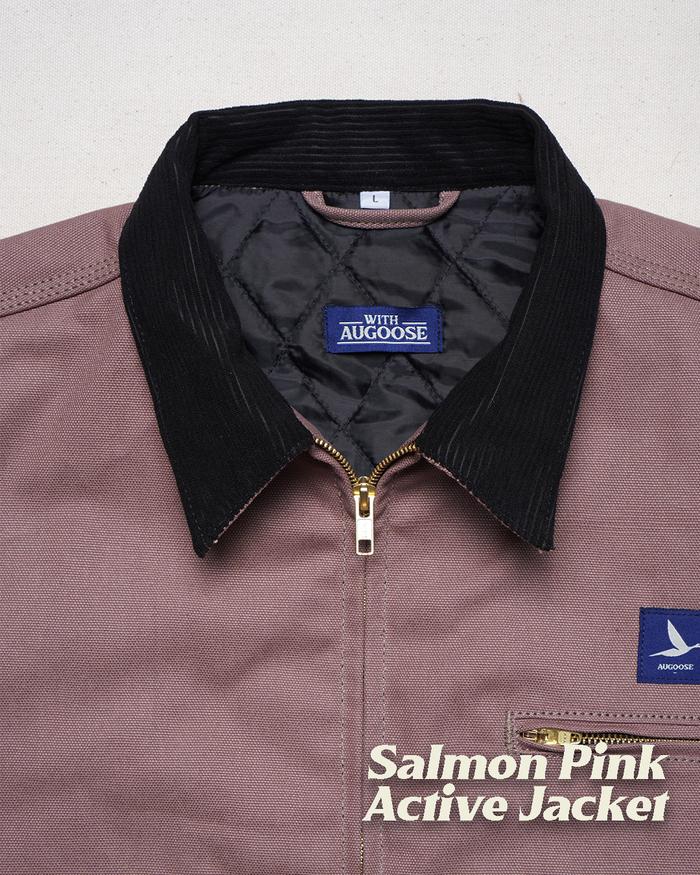 Augoose Salmon Pink Active Jacket 13 Oz Duck Canvas
