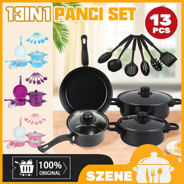 Cookware Panci Set Wajan Penggorengan Spatula Set Isi 13Pcs 1 Set Frypan Saucepan