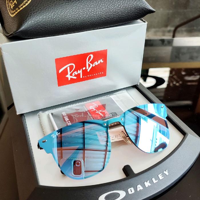 kacamata rayban blaze clubmaster lensa blue mirror