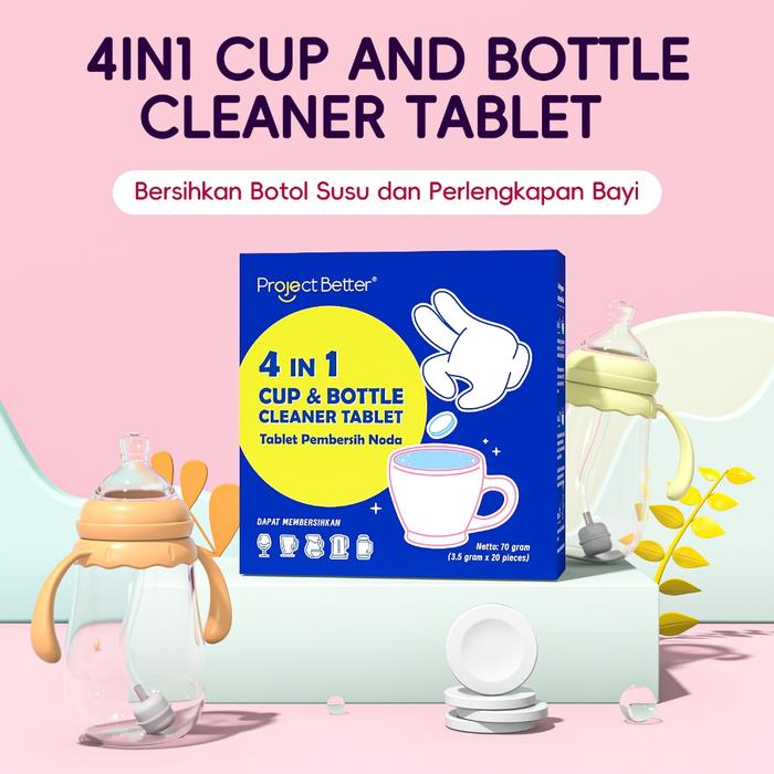 TABLET PEMBERSIH, CUCI BOTOL DAN DOT BAYI, HILANGKAN NODA BEKAS SUSU  | 4IN1 CUP & BOTTLE CLEANER TA