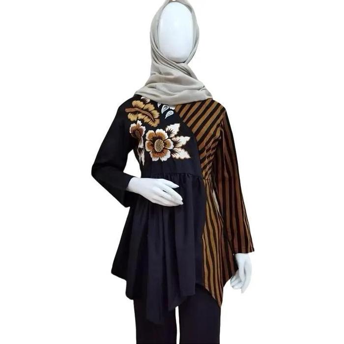 BLOUSE ATASAN KATUN BORDIR KEMEJA WANITA LURIK