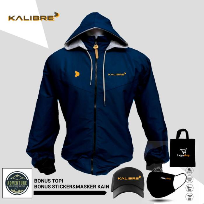 KALIBRE  Jaket parasut waterproof DAPAT TAS TOPI MASKER FREE STICKER