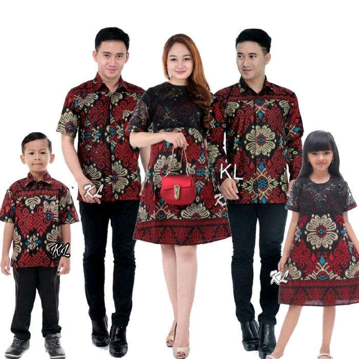 Batik Couple  Dress Batik Burkat Set Keluarga Modern