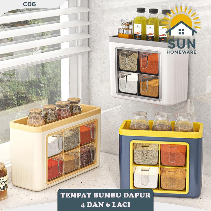 SUN Tempat Bumbu dapur C06/ Tempat Pisau / Rak Dapur Bumbu 4&6 Laci
