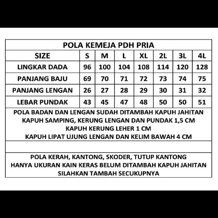 promo POLA KEMEJA PDH PRIA LENGAN PENDEK 5 & 2 UKURAN size S M L XL XXL DAN 3L 4L