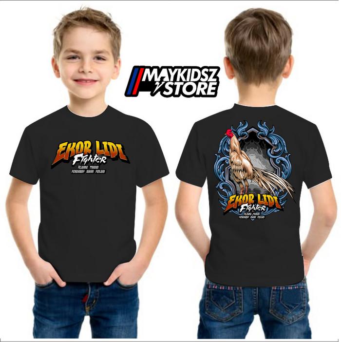 BAJU KAOS AYAM EKOR LIDI SINGLE FIGHTER T-SHIRT PEJUANG TRADISI ANAK USIAA 4-12TAHUN BAJU DISTRO ANA