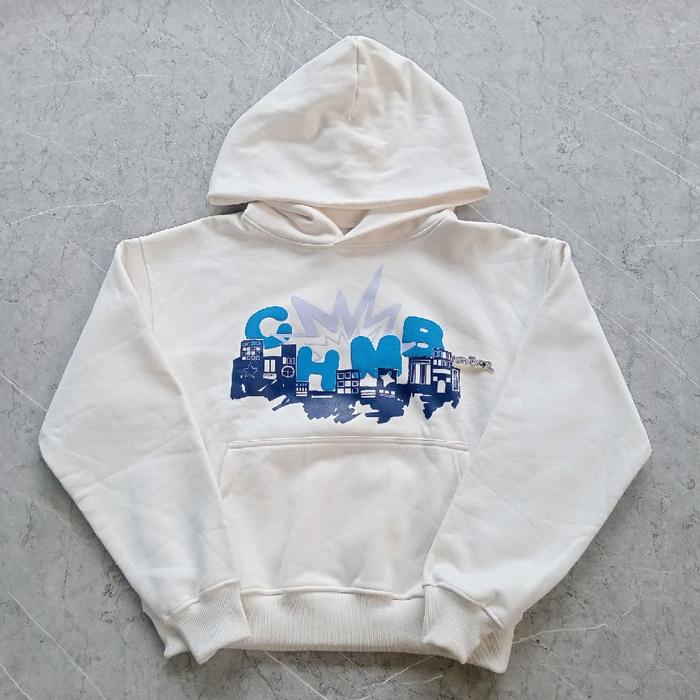 Hoodie Boxy Chambredelavain CHMB Too Busy Broken White