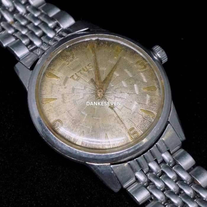 Titus Incabloc Vintage Textured Dial Swiss 34mm Men Watch Jam Tangan Pria