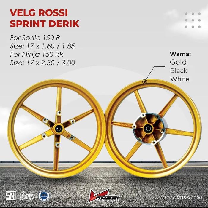 Velg V Rossi Sprint Derik Motor Sonic 150 R Ukuran 17 x 160/185 Dan Motor Ninja 150 RR Ukuran 17 x 2