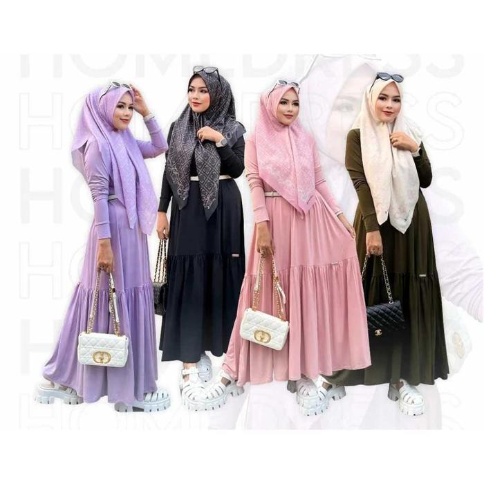 Cundamani Salur / Polos Dress Wanita Journey Scarves Midi Variasi Harian Combed Motif Tebal Muslim G