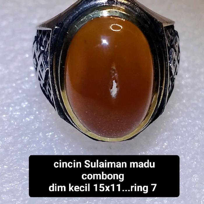 Cincin Sulaiman Madu Combong Dim Kecil 15x11 Ring 7 Hiasan Jari Batu Super Alpaka