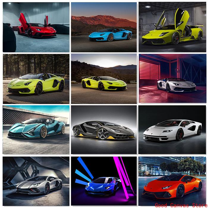 Supercars Cool Car Posters Lamborghini Aventador Roadster Canvas