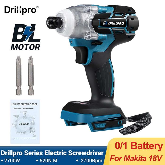 Drillpro 1/4inch Brushless Electric Screwdriver Wireless Cordless 520N.M Electric Drill Power Tool F