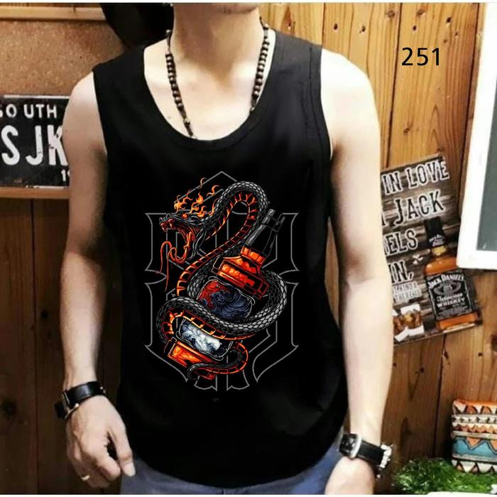 JY clothing kaos tanpa lengan singlet lekbong motif WHISKEY