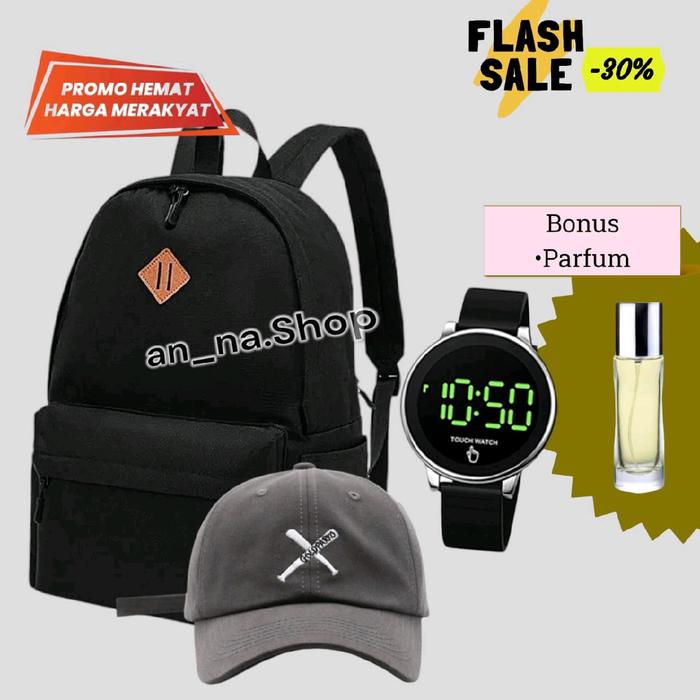 TAS RANSEL PUNGGUNG SEKOLAH KERJA TAS DISTRO JAM TANGAN LED DIGITAL TOPI PRIA KEREN (UNISEX) BASEBAL