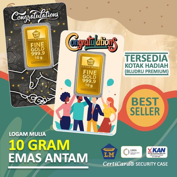 Emas Hartadinata x Antam 10 gram gr Kado Selamat Hadiah Prestasi Bingkisan Selamat