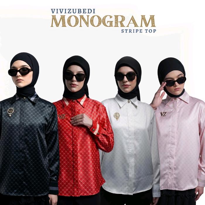 Vivi Zubedi Monogram Stripe Top / Kemeja Atasan vivizubedi  Monogram stripe / VZ MONOGRAM STRIPE TOP