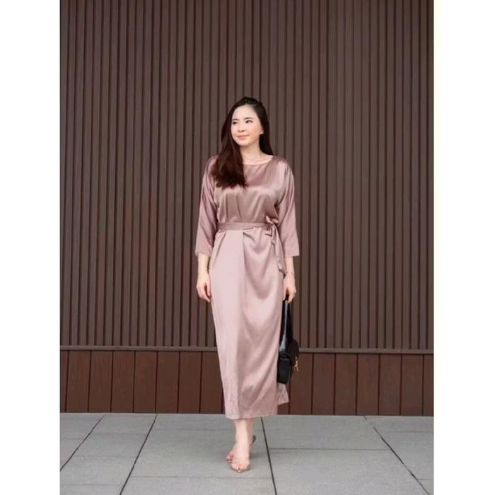 COD GAMIS SETYA KEKINIAN GAMIS PESTA GAMUS KEKINIAN GAMIS Casual Gaun Wanita Kondangan Baju Dewasa M