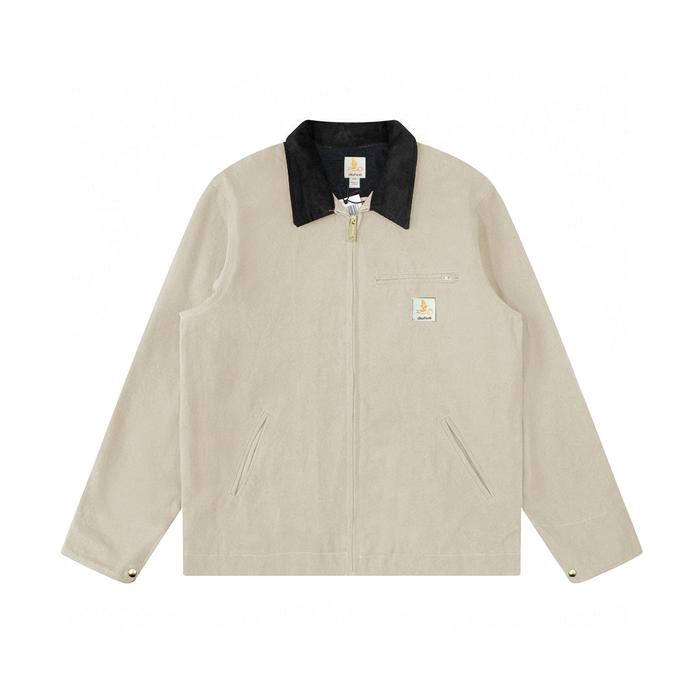 Casual Vintage Washed Corduroy Collar Jeans Spring Varisty Utility Mesh Lining Work Wear Canvas Deni