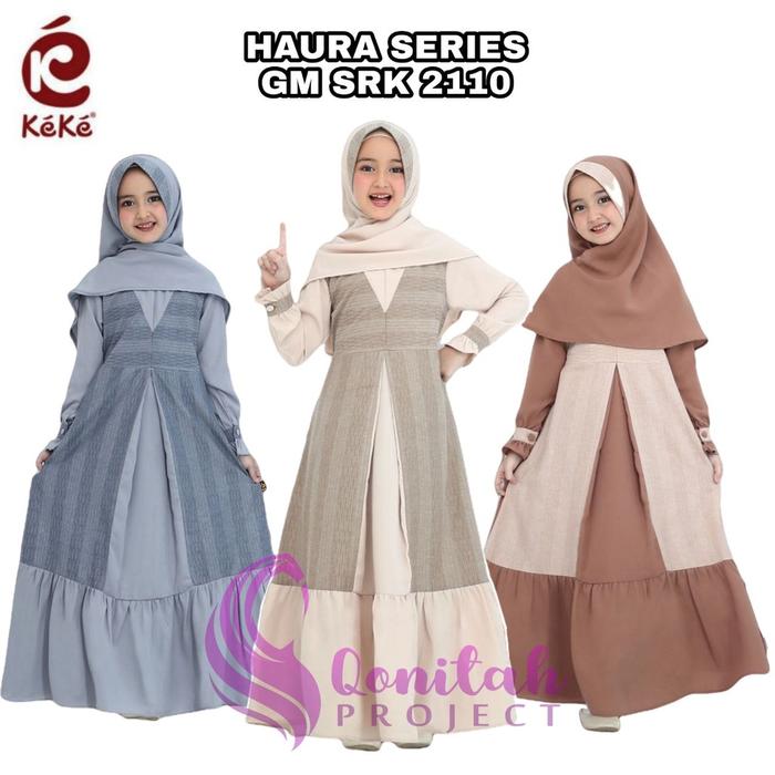 Qonitah Project GM SRK 2113 Haura Series Baju Gamis Anak Keke Busana Muslim