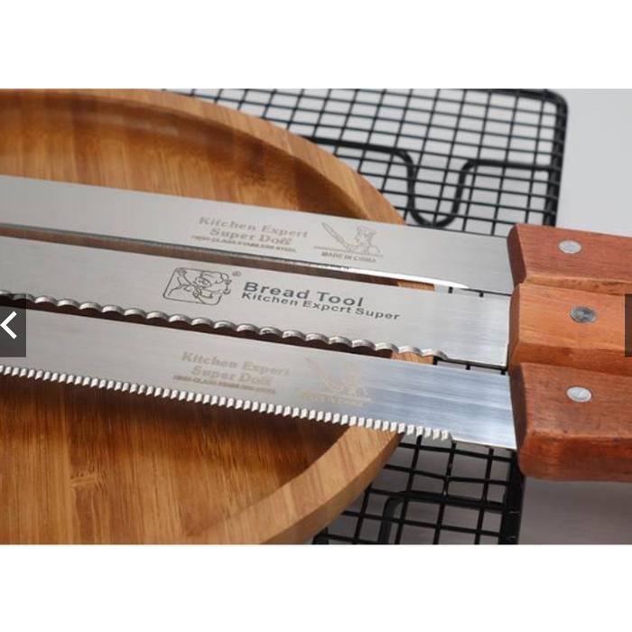 Pisau roti stainless pisau gerigi panjang serrated Bread Cake Knife