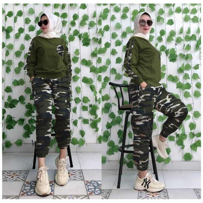 ARMY SET WANITA (2 Uk XL & XXL) / SET JUMBO / SET ARMY / SETELAN ARMY / SET JOGER / ELONA SET ARMY