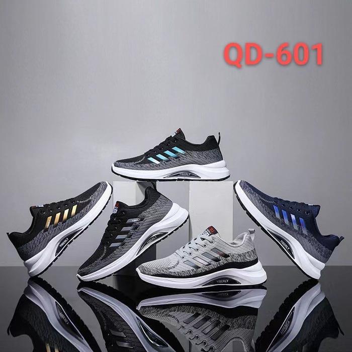 Yiberly Sepatu Cowok Sneakers Pria Casul Sport Shoes Kasual Hitam Bahan PU Leather Sol Karet Anti Sl