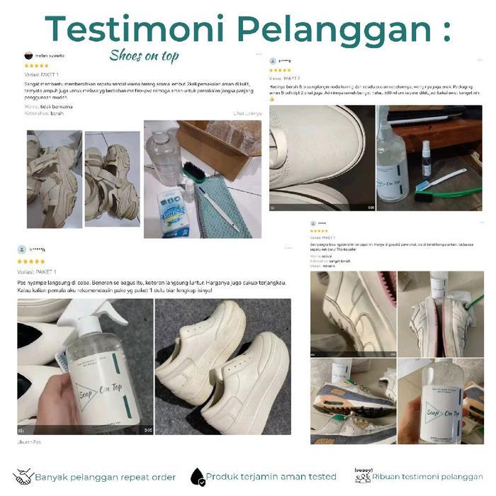 Shoes On Top Cleaner Pembersih Sepatu Kanvas Suede Kulit Leather Mesh Putih Dan Warna | 500Ml Spray 