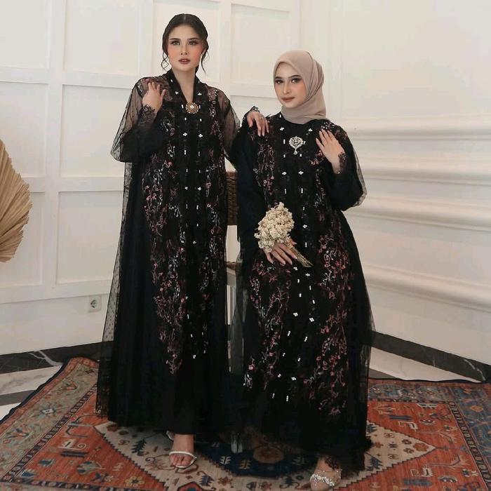 Gamis Hitam | Gamis Black | Gaun Hitam | Dress Pesta | Dress Premium | Dress Jumbo | Dress Brokat |