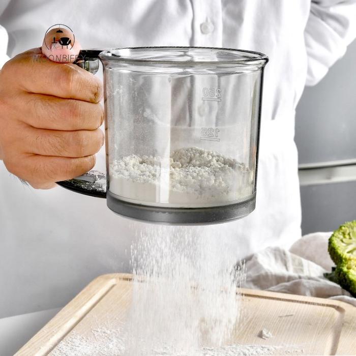 Flour Sifter Semi-automatic Handheld Plastic Powder Sifter Kitchen