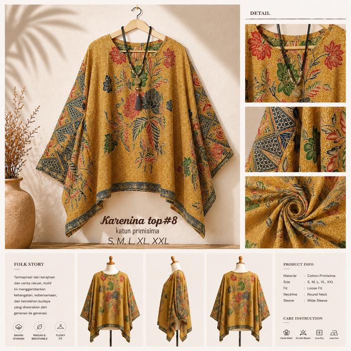 Atasan Blouse Batik Wanita Motif Untu Walang Model Kelelawar Blouse Kantoran dan Casual Griya Kelamb