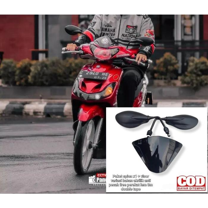 Paket variasi kaca spion x1 plus visor variasi bahan anti pecah pnp mio smile