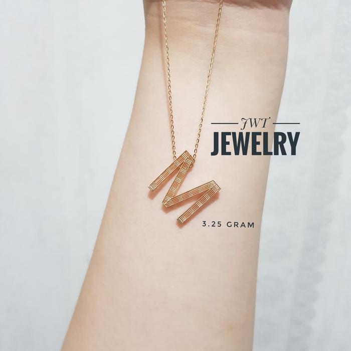 KALUNG KOYE EMAS FASHION ALPHABOLD CARENDELANO HURUF M ALPHABET