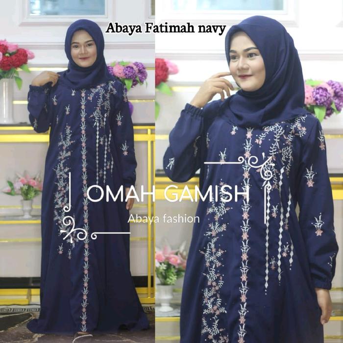 FATIMAH NAVY Full bordiran Mewah Gamis Remaja Wanita by anugerah berkah abaya
