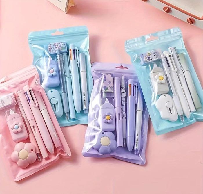 PAKET ALAT TULIS 7 in 1 School Gift Set Pulpen Stabilo Penghapus Tipex Komplit Cutter Hadiah Sekolah