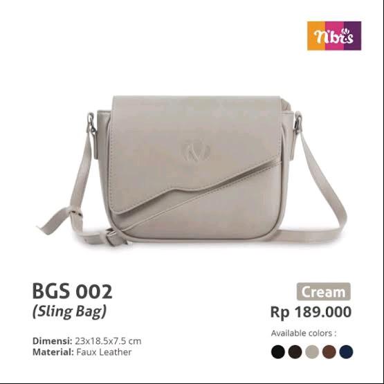 tas nibras selempang bahan kulit bgs 002 cream