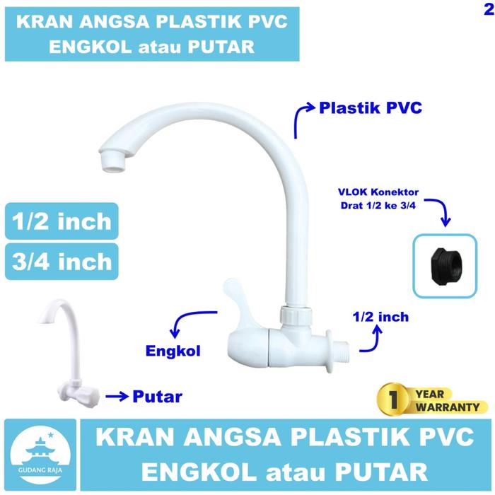 Kran Angsa Wastafel Cuci Piring 1/2 Inch Plastik Pvc Keran Angsa Tembok Fleksibel Leher Panjang Sink