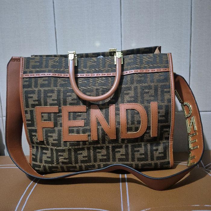 Tas Fend* Sunshine Medium FF Jacquard Tote