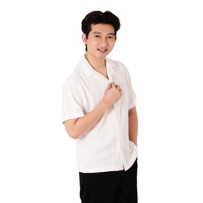 POSHBOY Kemeja Lengan Pendek Putih I Kemeja Leisure lentur I Kemeja Formal dan Casual