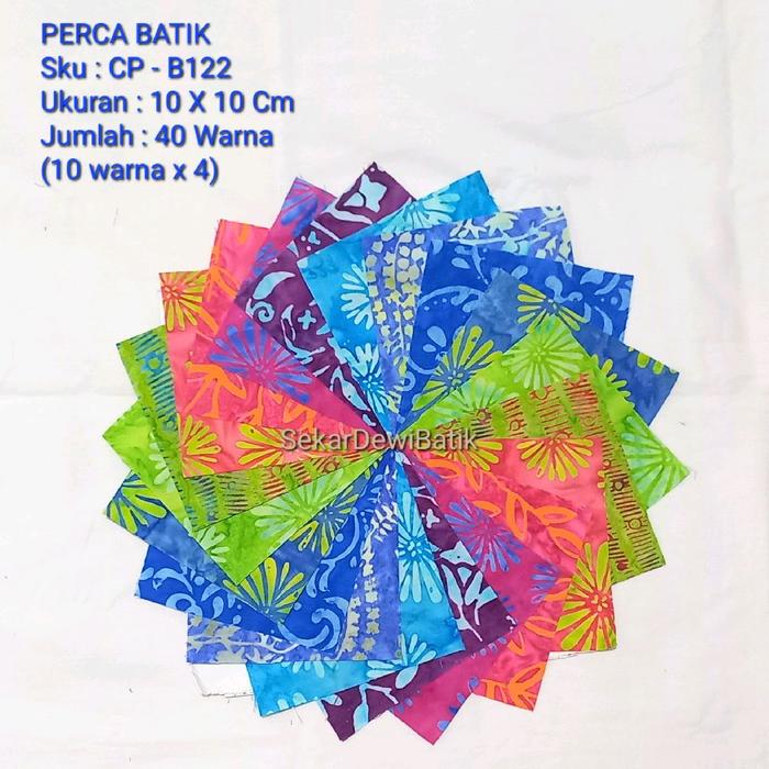 SEKAR DEWI Perca Batik Katun CP-C 10Cm x 10Cm Isi 40 Warna 100% Cotton Batik Cap Baru untuk Quilt Ta